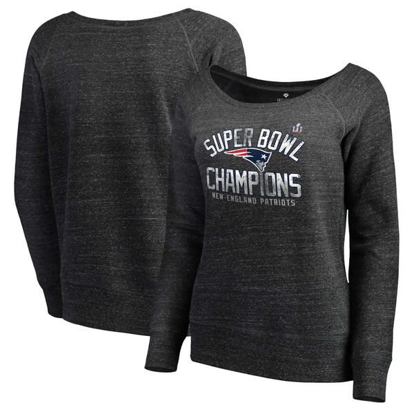 New England Patriots Let Loose by RNL Women's Super Bowl LI Champions Screen Pass Sweatshirt - Charcoal